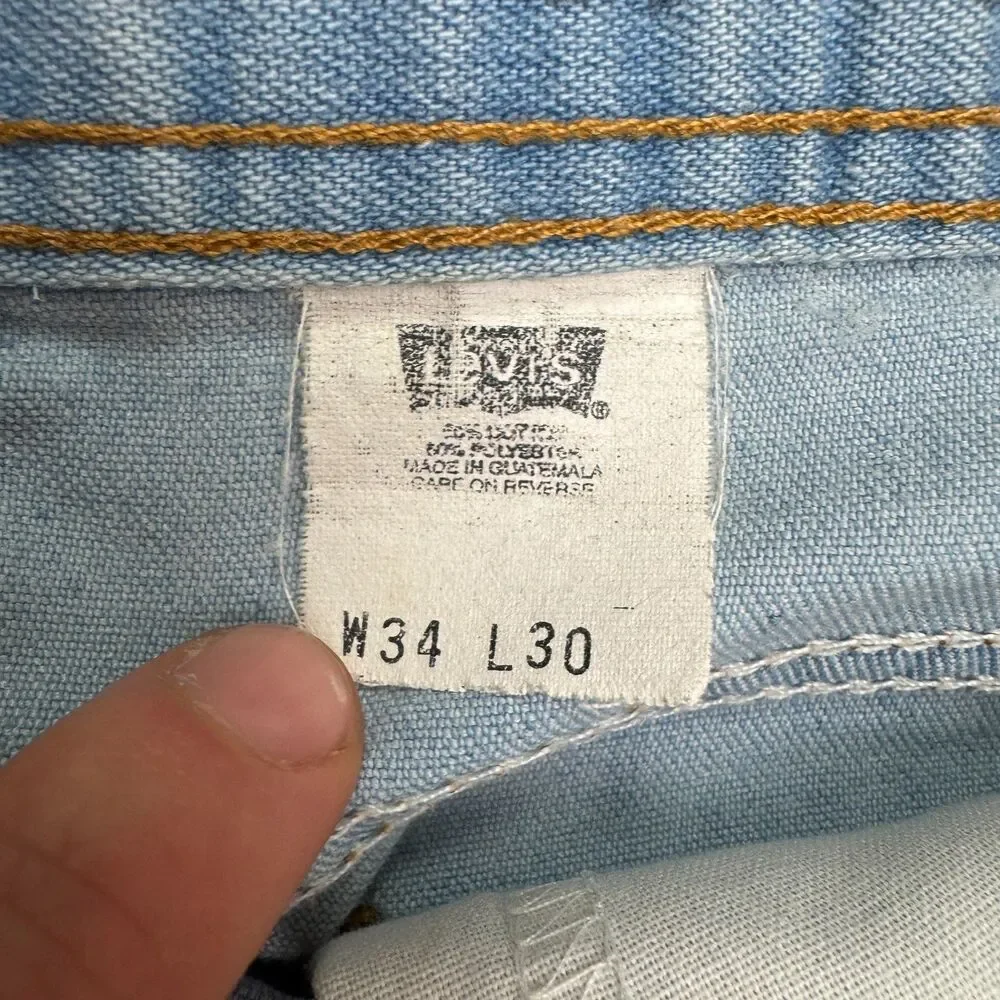 Levi's Vintage Y2K 2001 Light Wash Crop Denim Jeans Mens 34x30 Straight Leg